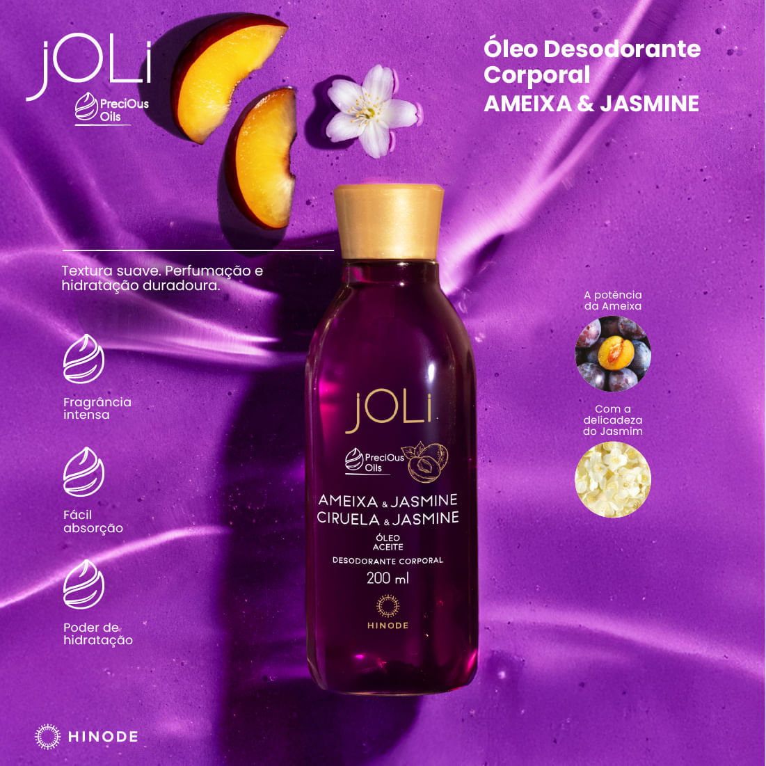 Miniatura de Óleo Desodorante Corporal Joli Ameixa e Jasmine 200ml