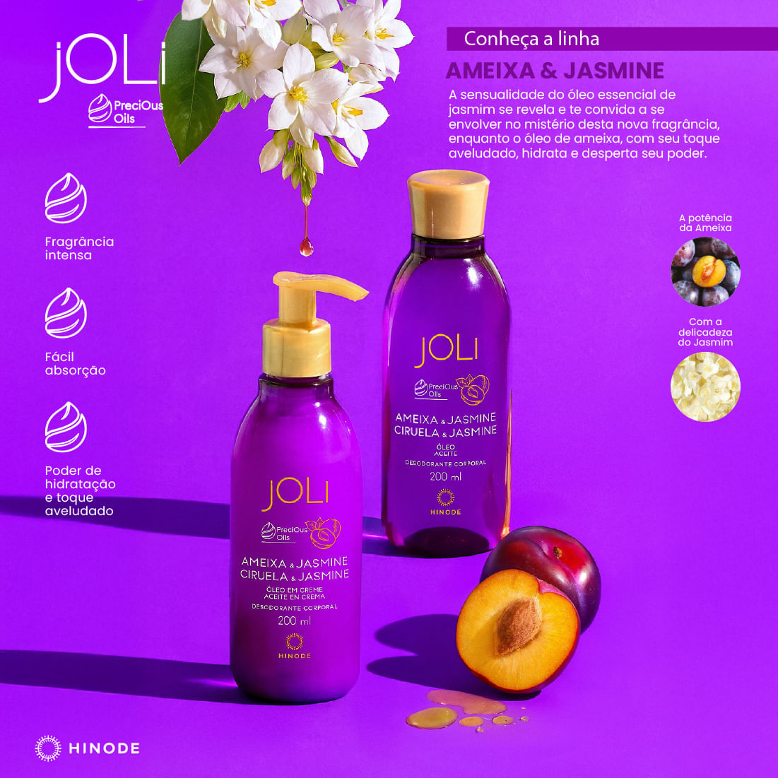 Miniatura de Óleo Desodorante Corporal Joli Ameixa e Jasmine 200ml