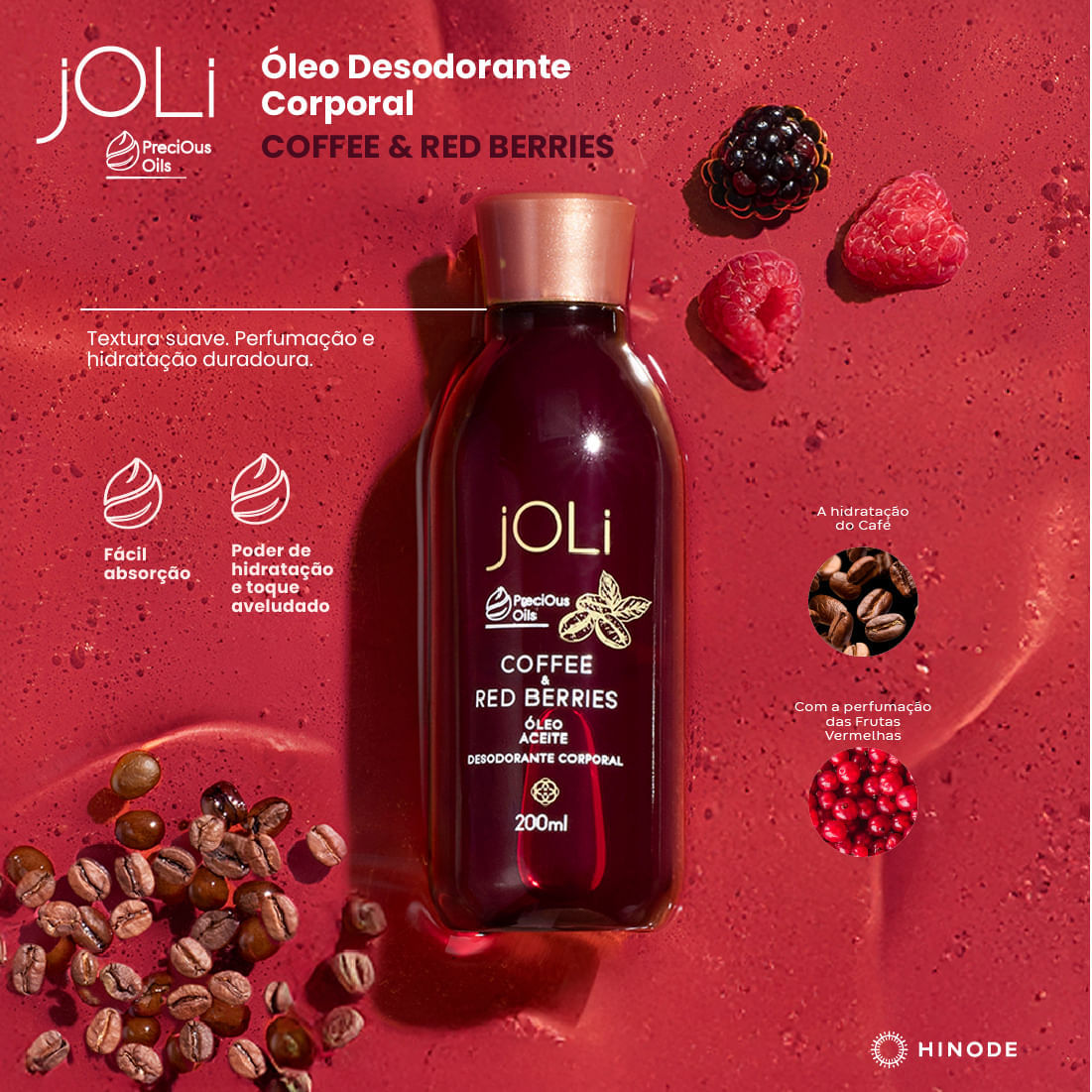 Miniatura de Óleo Desodorante Corporal Joli Café e Frutas Vermelhas 200ml