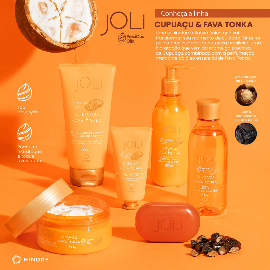 Miniatura de Óleo Desodorante Corporal Joli Cupuaçu e Fava Tonka 200ml